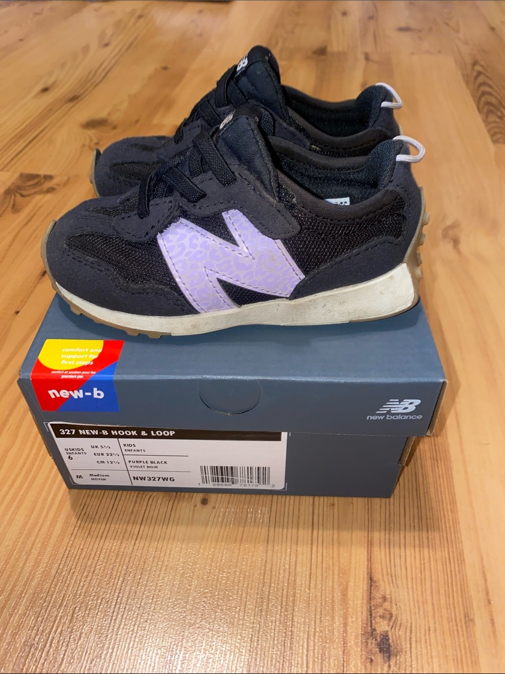 New Balance Kids Black Sneakers with Lavender 'N'